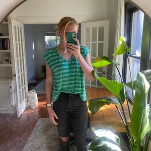 Splendid green and white striped tee size Medium